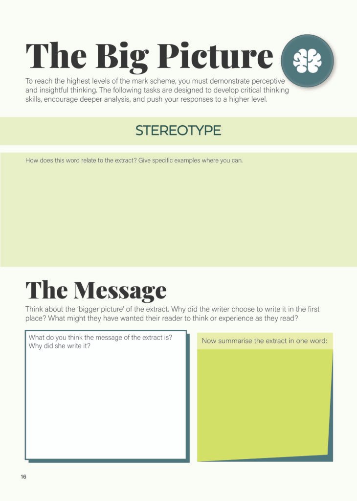 Edexcel iGCSE English Language challenge questions for The Danger of a Single Story revision workbook