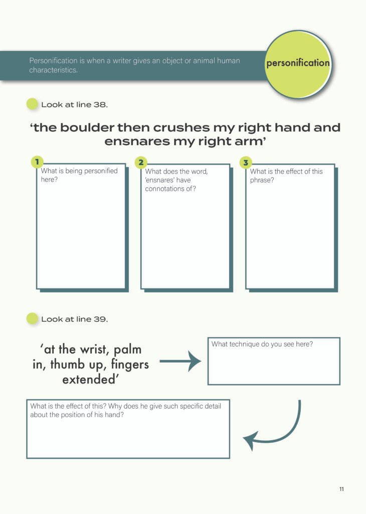 Inside page showing guided annotations for the Edexcel iGCSE English Language Revision Workbook