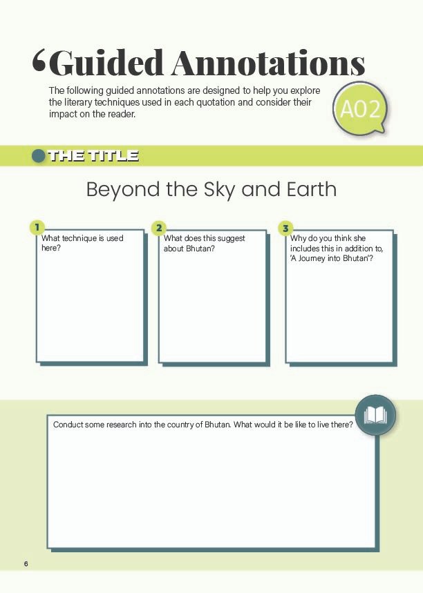 Inside page showing guided annotations for the Edexcel iGCSE English Language Revision Workbook